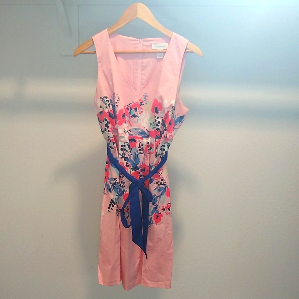 Motherhood Maternity Pink Midi Dress V-neck Sleeveless